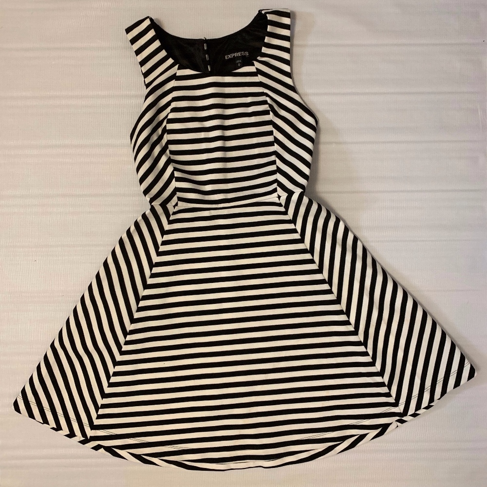 Express Black/White Striped Dress for petite